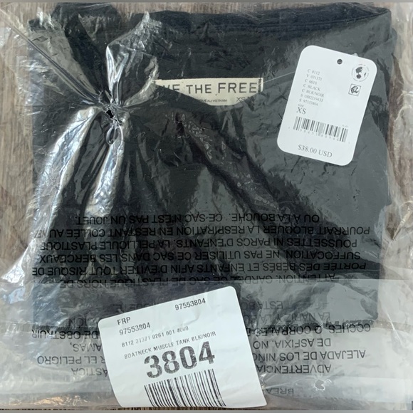 We The Free Boat-Neck Muscle Tank ~ NWT ~ XS ~ Black ~ Free People - Picture 2 of 12